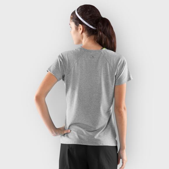 Under Armour Tech Fitness T-Shirt I Womens Large I Gray Short Sleeve V Neck Gym - Picture 5 of 6